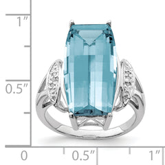 Sterling Silver Rhodium Sky Blue Topaz & Diam. Ring