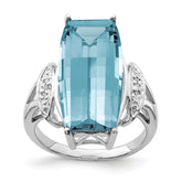 Sterling Silver Rhodium Sky Blue Topaz & Diam. Ring