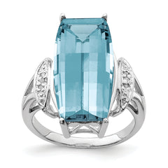 Sterling Silver Rhodium Sky Blue Topaz & Diam. Ring