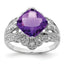Checker-Cut Amethyst & Diamond Ring in Sterling Silver (0.07 ct. tw.), Size 7 - Sophia Jewelers