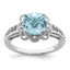 Sterling Silver Rhodium Checker-Cut Sky Blue Topaz & Diam. Ring, Size 5–10 - Sophia Jewelers