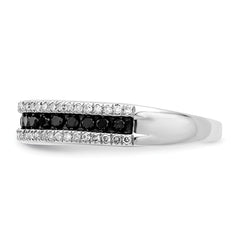 White Night Sterling Silver Rhodium-plated Black and White Diamond Band