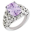 Sterling Silver Rhodium-plated Pink Quartz & Diamond Ring