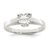 Sterling Silver Solitaire Heart CZ Ring