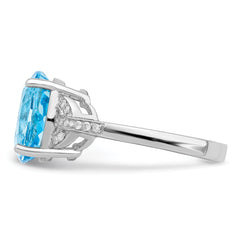 Sterling Silver Rhodium Sky Blue Topaz & Diam. Ring