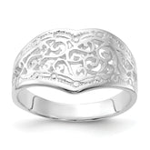 Sterling Silver Polished Heart Swirl Design Ring