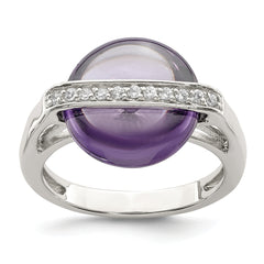 Sterling Silver Amethyst and CZ Ring