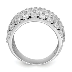 Sterling Silver Rhodium-plated CZ Wide Band Ring