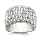 Sterling Silver Rhodium-plated CZ Wide Band Ring
