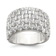 Sterling Silver Rhodium-plated CZ Wide Band Ring