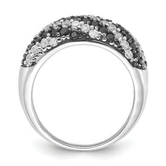 Sterling Silver Rhodium-plated Black & White CZ Ring