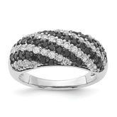 Sterling Silver Rhodium-plated Black & White CZ Ring