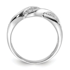Sterling Silver Rhodium Plated CZ Twisted Ring