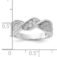 Sterling Silver Rhodium Plated CZ Twisted Ring