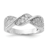 Sterling Silver Rhodium Plated CZ Twisted Ring