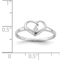 Sterling Silver Rhodium Plated CZ Heart Ring