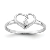 Sterling Silver Rhodium Plated CZ Heart Ring