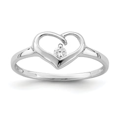 Sterling Silver Rhodium Plated CZ Heart Ring