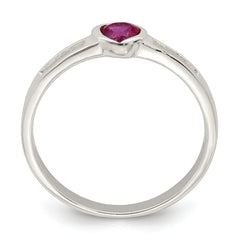 Sterling Silver Red CZ Heart Ring