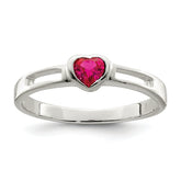 Sterling Silver Red CZ Heart Ring