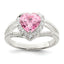 Pink Cubic Zirconia Heart Ring in Sterling Silver, Textured - Sophia Jewelers