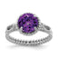 Sterling Silver Rhodium-Plated Amethyst Twisted Circle Ring