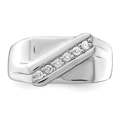 Sterling Silver Rhodium Plated Fancy CZ Ring