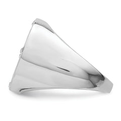 Sterling Silver Rhodium Plated Black Simulated Onyx & CZ Ring