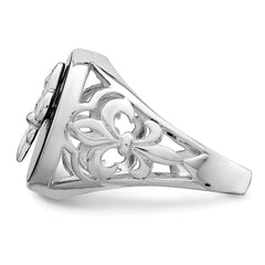 Sterling Silver Rhodium Plated CZ Black Onyx Ring