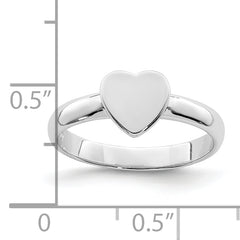 Sterling Silver Rhodium-plated Polished Heart Children's Ring