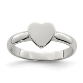 Sterling Silver Rhodium-plated Polished Heart Children's Ring