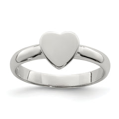 Sterling Silver Rhodium-plated Polished Heart Children's Ring