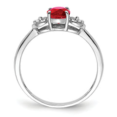 Sterling Silver Rhodium Plated Diamond and Ruby Ring