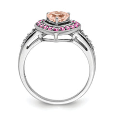 Sterling Silver Rhodium Morganite Heart Ring