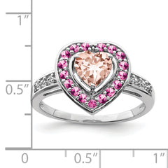 Sterling Silver Rhodium Morganite Heart Ring