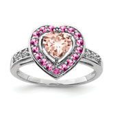 Sterling Silver Rhodium Morganite Heart Ring