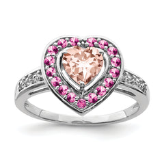 Sterling Silver Rhodium Morganite Heart Ring