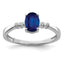 Sterling Silver Rhodium-Plated Plated Diamond & Sapphire Oval Ring