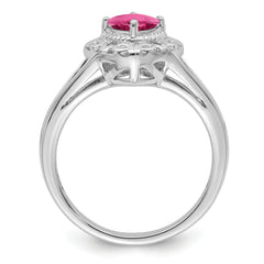 Sterling Silver Rhodium-plated Pink Tourmaline Ring