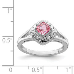 Sterling Silver Rhodium-plated Pink Tourmaline Ring
