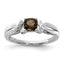 Sterling Silver Rhodium-Plated Smoky Quartz Diamond Ring