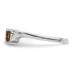Sterling Silver Rhodium Smoky Quartz Diam. Ring
