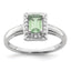 Sterling Silver Rhodium-Plated Green Quartz Diamond Ring