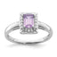 Sterling Silver Rhodium Pink Quartz Diam. Ring