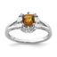 Sterling Silver Rhodium-Plated Whiskey Quartz Diamond Ring