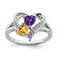 Sterling Silver Rhodium-Plated Amethyst & Citrine Diamond Ring