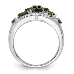 Sterling Silver Rhodium Chrome Diopside Ring