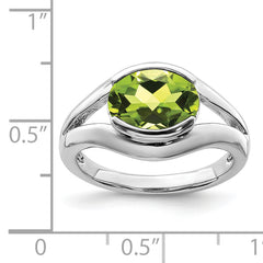 Sterling Silver Rhodium Peridot Ring