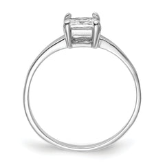 Sterling Silver Rhodium-plated Solitaire Princess CZ Ring