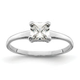 Sterling Silver Rhodium-plated Solitaire Princess CZ Ring